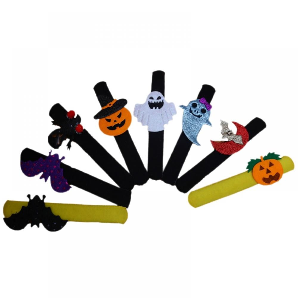 48 pieces Halloween Slap Bracelets Craft Bulk with Pumpkin Spider Bat Ghost Pattern Party Favors for Kids Halloween Party Birthday Party