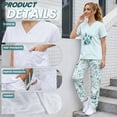 thumbnail image 5 of Yspwyqan Blue Vet Dog Paw Womens Print Scrub Set, 2 Piece Short Sleeve V-Neck Scrubs with 6 Pockets, Breathable Casual Quick Dry Uniform for Verterinary, Size 4XL, 5 of 7