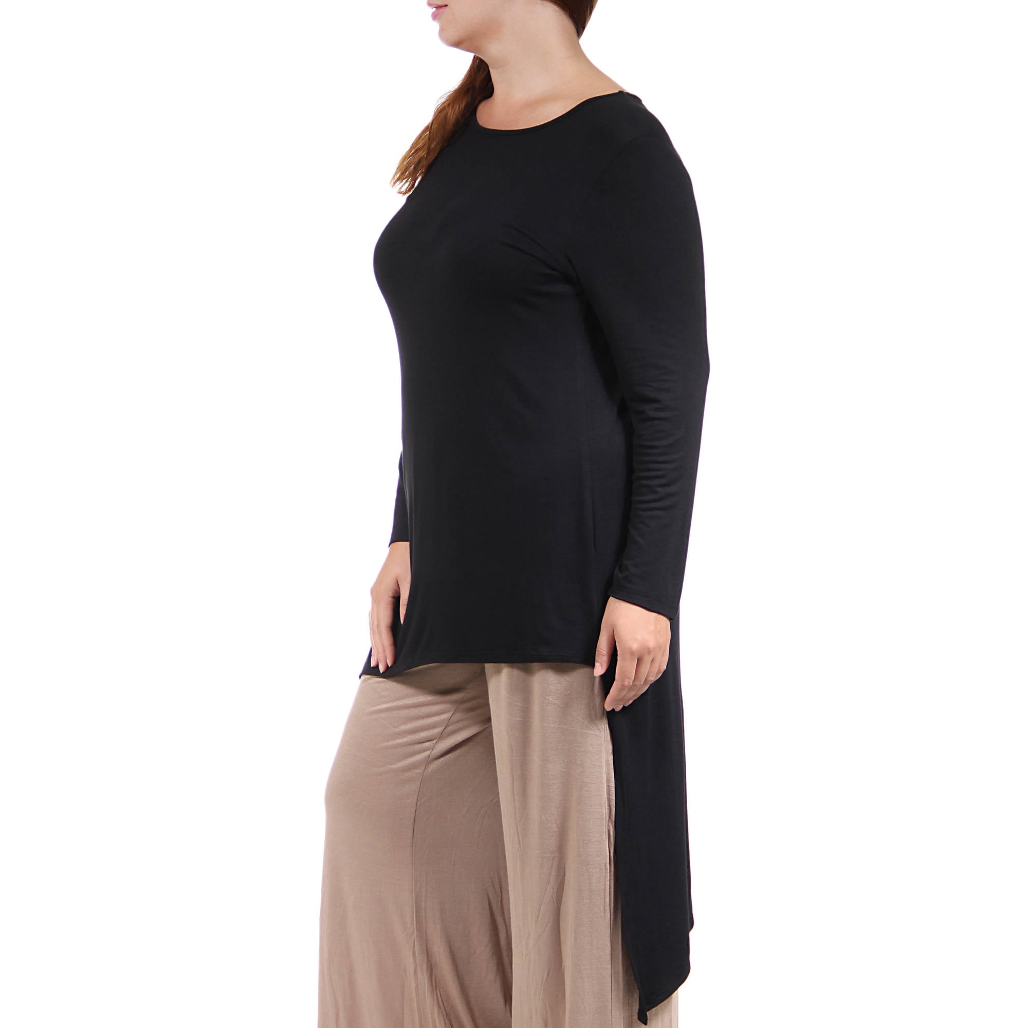 Women's Plus Size Extra Long Diagonal Sweep Tunic