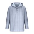 thumbnail image 5 of HAiming Men's Cotton Linen Striped Hoodies Trendy Button Long Sleeved Sweatshirts Plus Size Casual Loose Pullover Tops, 5 of 6