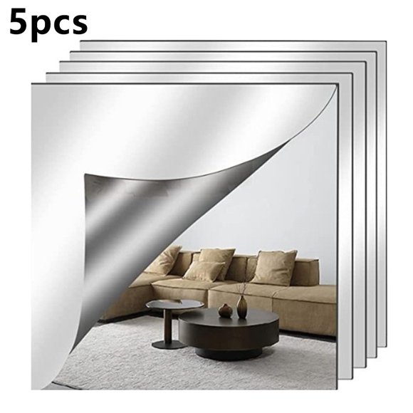 5 Pcs Mirror Flexible Sheets Adhesive Self Decorative Plastic Decor Wall Home Mirror Attached To Wall Acrylic Soft Mirror 15*15Cm