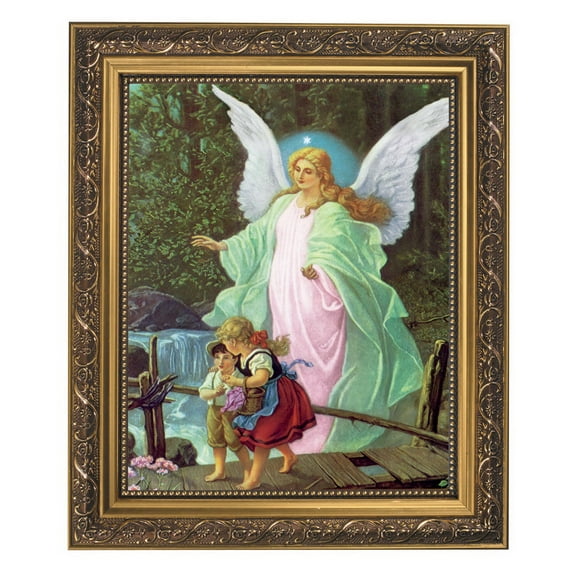Gerffert Framed Gold Tone Guardian Angel