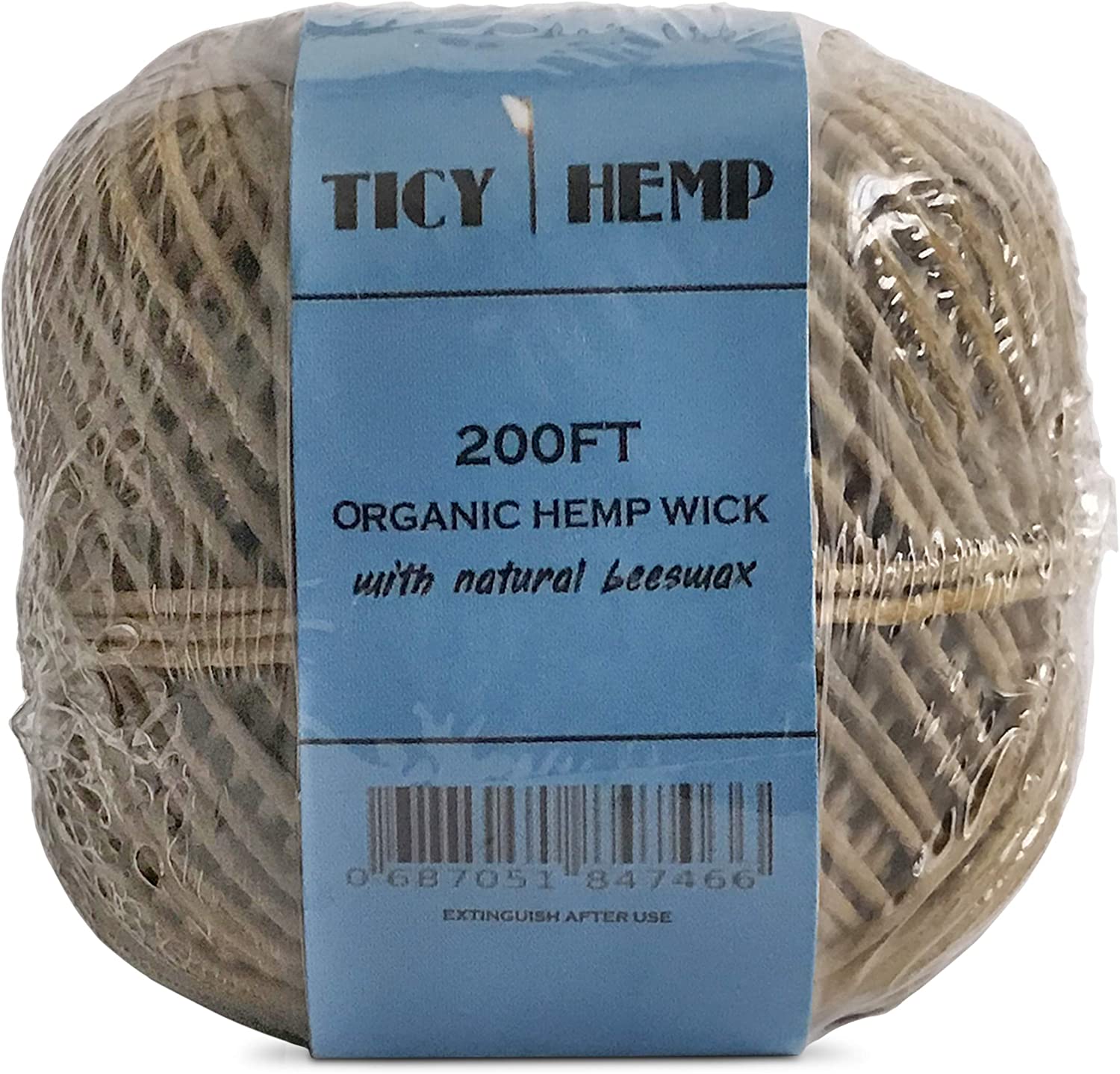 Six (6) 200FT/60M Hemp Wick Rolls With Organic BEESWAX, Great Butane  Replacement & Perfect For DYI Candle Wicks For Candle Making, Slow Burning,  Low Smoke Great For Candle Wicks. (1mm THICK) 