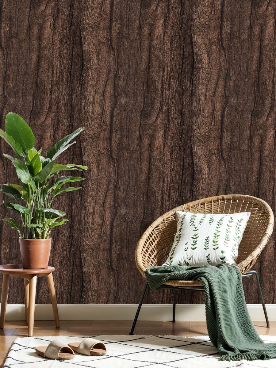Peel and Stick Wallpaper 23.6in x 9.8ft Dark Brown Natural Wood Grain Texture Deep Lines Rustic Contact Paper Vinyl Waterproof Self Adhesive Wall Paper for Shelf Cabinet Hunting Cabin