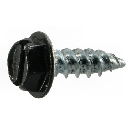 

#7 x 1/2 Black Painted Zinc Plated Steel Slotted Hex Washer Head Gutter Screws