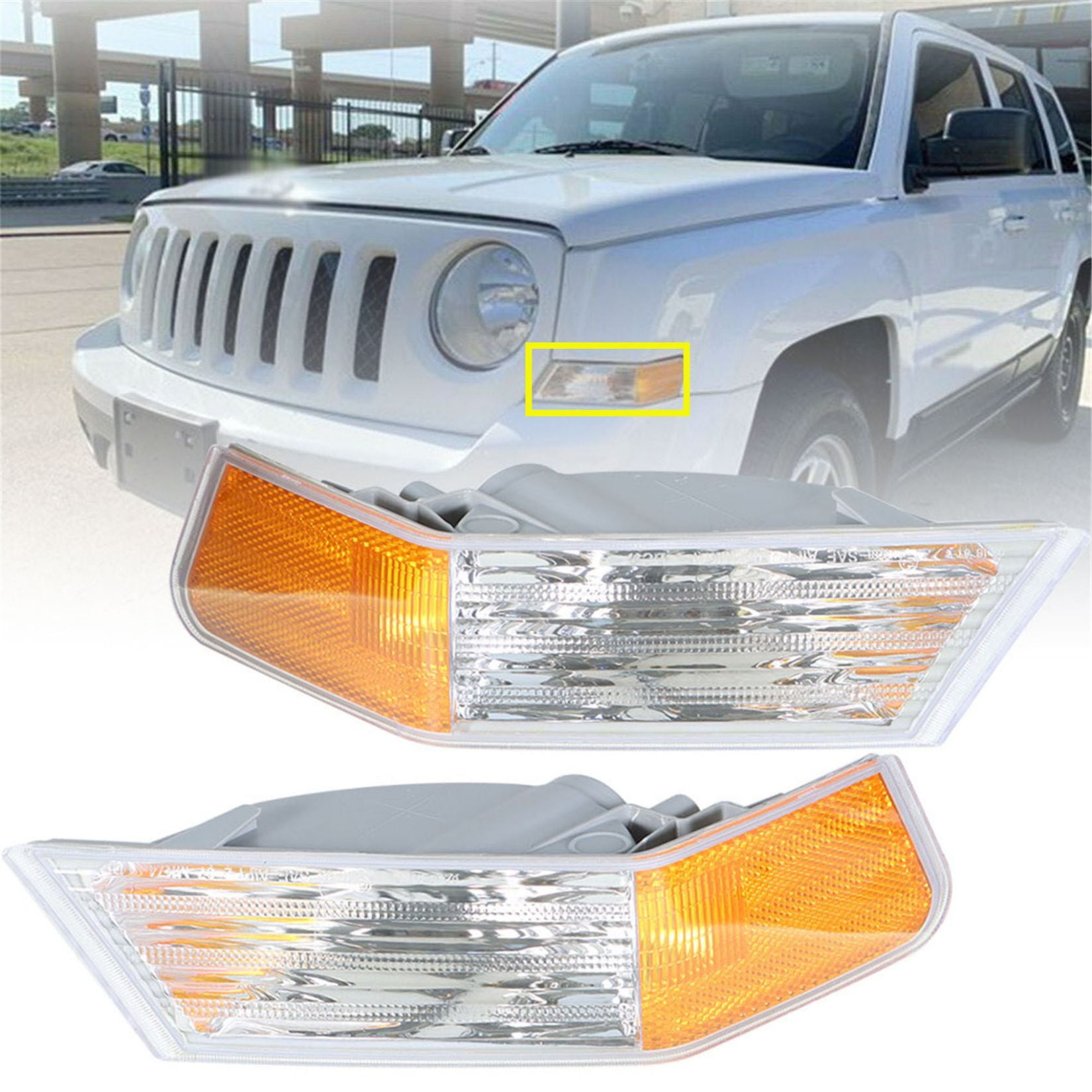 For Jeep Patriot Turn Signal/Parking Light Assembly 2007-2014 Driver Side w/Bulbs DOT Certified Replacement For CH2526102 CarLights360 