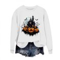thumbnail image 2 of Inverlee Women's Halloween Sweatshirts Cute Pumpkin Ghost Graphic T-shirt Stretch Round Neck Sweatshirt Long Sleeve Holiday Pullover Tops Halloween Gifts, 2 of 6