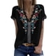 thumbnail image 1 of Gibobby Blusas Para Mujeres Casual Tee Loose T Short V Blouse Womens Tops Side Tunic Neck Split Daily Floral Summer Vintage Sleeve Impreso elegante Lace Women's T Camisas（Azul， XL), 1 of 5