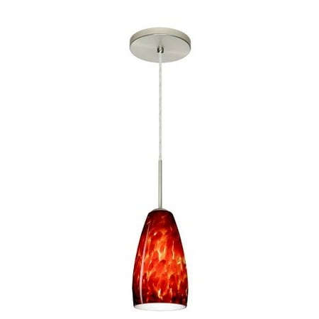 Mia Garnet Decorative Glass Besa Lighting 1BT-150941 Chrissy 1-Light Cord-Hung Mini Pendant with Garnet Glass Shade ()