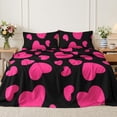 thumbnail image 4 of Flymme Full Sheet Set for Girls Women,4 Piece Rose Red Love Heart Pattern Bedding,Microfiber Soft and Breathable Bed Sheets for Valentines Day Bedroom Romantic Decor, 4 of 8