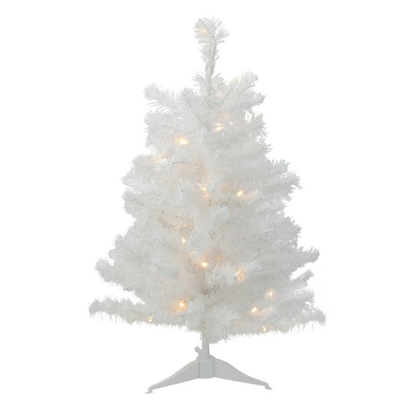 2' Pre-Lit LED White Medium Artificial Christmas Tree - Clear Lights