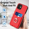 thumbnail image 6 of for iPhone 11 PU Leather Phone Case Cover, Classic Shoulder Strap Card Slots Shockproof Protective Ring Bracket Anti-scratch Ultra Slim Back Case for iPhone 11 - Red, 6 of 8