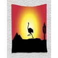 thumbnail image 1 of Ostrich Tapestry, Silhouette of Wild Animal Running across the Desert at Sunset Cactus, Wall Hanging for Bedroom Living Room Dorm Decor, 40W X 60L Inches, Dark Coral Black Yellow, by Ambesonne, 1 of 2