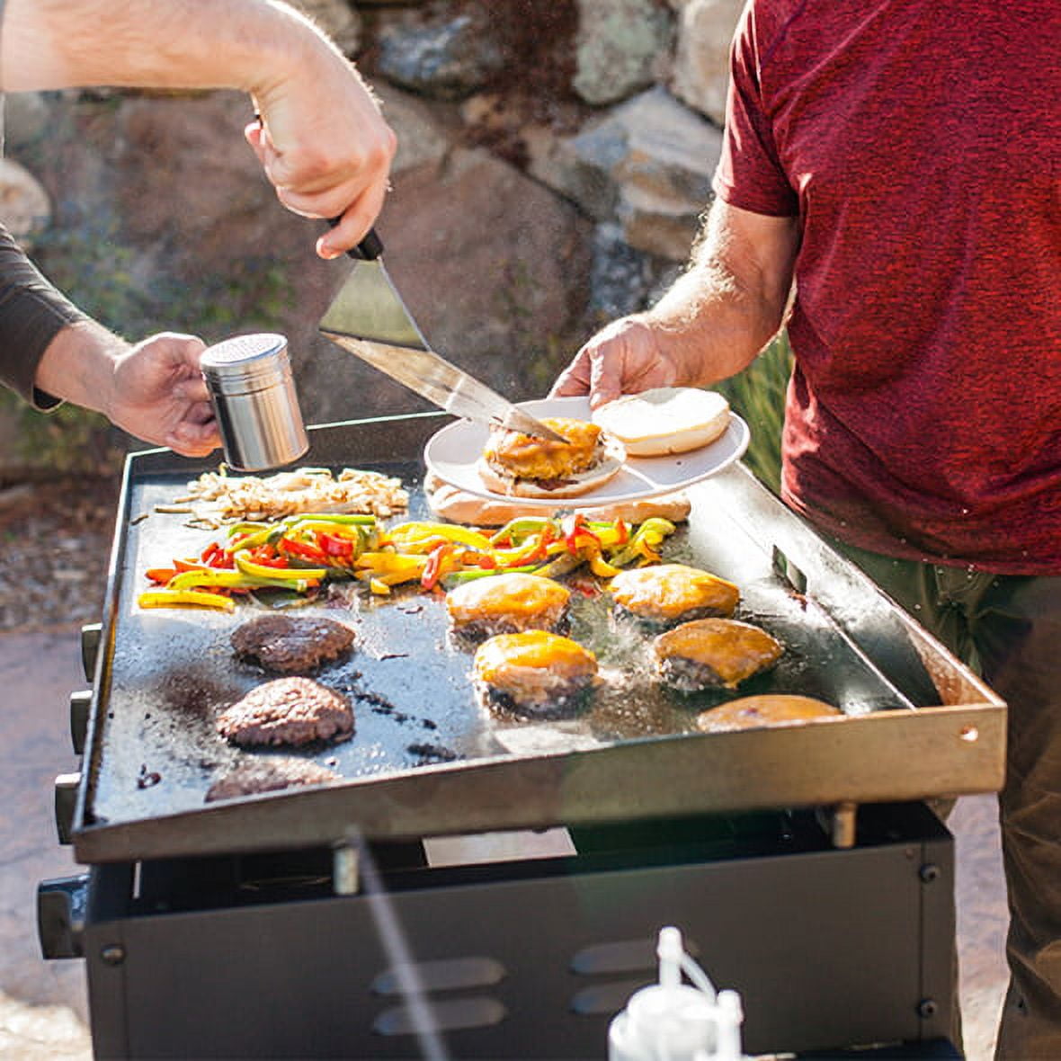Blackstone 1554 Cooking 4 Burner Flat Top Gas Grill Propane Fuelled Restaurant Grade Professional Outdoor Griddle Station with Side Shelf, 36 Inches, Black