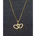 thumbnail image 3 of 10K Solid Real Yellow Gold Two Heart Cz Pendant Charm with Box Chain 18", 3 of 3
