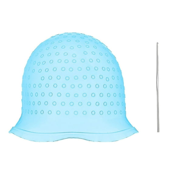 Punched Hole Silicone Highlight Hair Cap with Needle Professional Reusable Highlighting Poked Hole Caps with Hooks for Color Hair Salon Hairdressing Dyeing Staining Tools for Women Men (Open Hole)