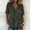 Army Green, variant on Women's Summer Beach V Neck Tops Short Sleeve Casual Button Decor Ruffled Hem Ruched Shirts Lightweight Flowy Blouse