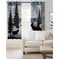 thumbnail image 2 of Black Elk Blackout Curtains 72 Inch Length Navy White Wood Grain Forest Animal Nature Thermal Insulated Window Curtain Window Drapes 2 Panels for Bedroom Living Room 52"Wx72"L, 2 of 9