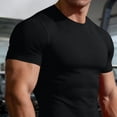 thumbnail image 5 of GUZOM Mens Short Sleeve Compression Shirt Moisture Wicking Quick Dry Athletic Base Layer Workout Gym Training Top Slim Fit Black S-XXXL,Size M, 5 of 9