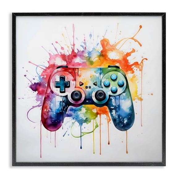 Stupell Industries Contemporary Colors of Gaming Splatter Black Framed Giclee Art, 12 x 12, by Creative Studio