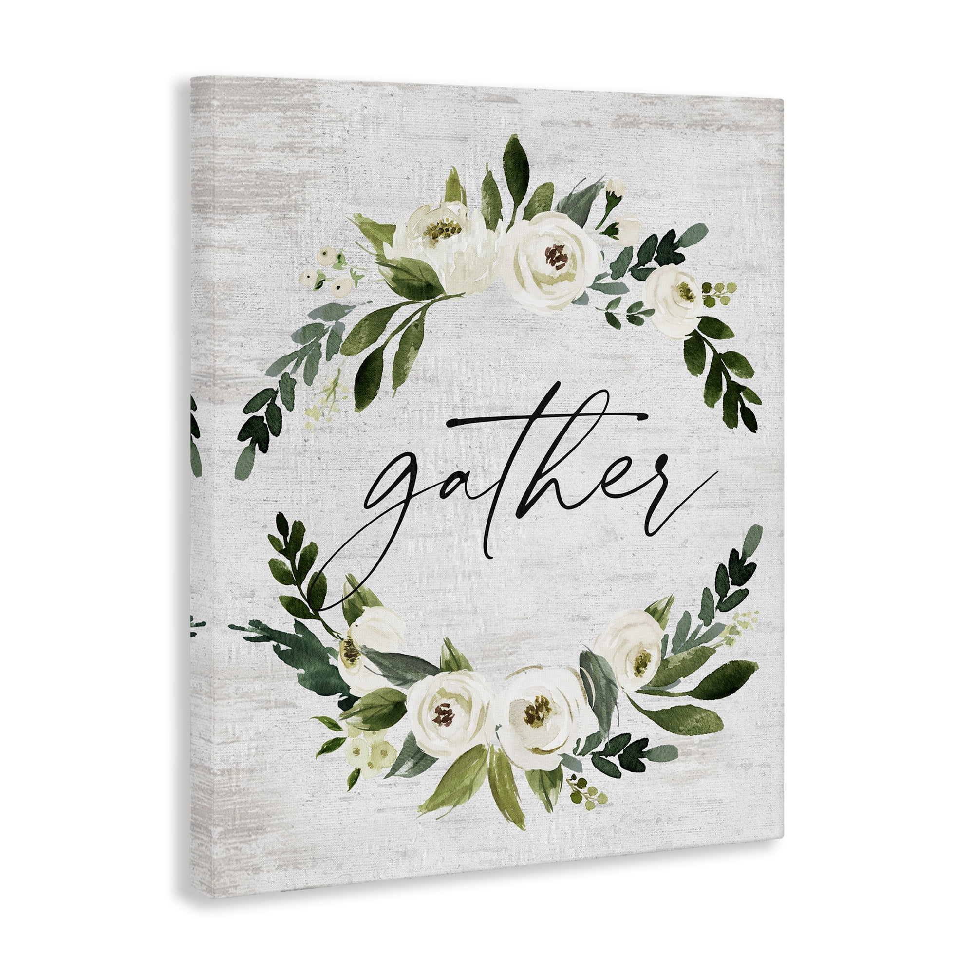 Stupell Industries Neutral Distressed Gather Botanical & Floral Painting Gallery Wrapped Canvas Art Print Wall Art, 30 x 40