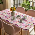 thumbnail image 3 of Valentine's Day Table Cloths for 5 Foot Rectangle Tables, Pink Heart Love Modern Country Patio Waterproof Elastic Fitted Tablecloths, Washable Rectangular Table Cover for Camping, 3 of 8