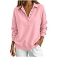 thumbnail image 2 of Warop Women's Lapel Button and Snap Sweatshirt Long Sleeve Loose Casual Pullover for Spring Winter and Daily, 2 of 6
