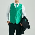 thumbnail image 6 of Mens Suit Dress Vest Green Tie Handkerchief Vests Set Slim Fit Formal Wedding Tuxedo Waistcoat 3PCS, 6 of 8
