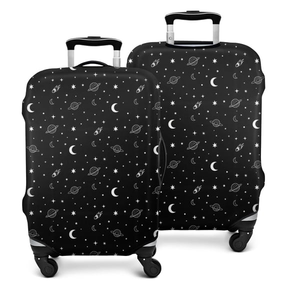 Black White Star Moon Planet Comet Pattern Luggage Cover Fashion Suitcase Cover Baggage Covers Fit 25-28 Inch Luggage (Go Travel)