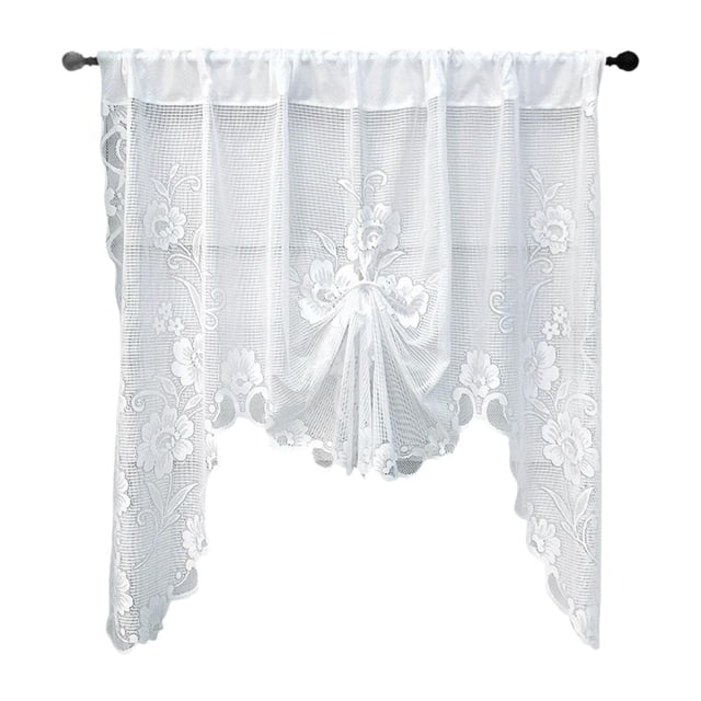 Cenefa estilo bohemio para ventanas pequeñas - Cenefa para ventana - Bolsillo para barra para sala de estar y estudio Blanco 180cmx100cm