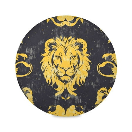 

Round Plate Mat 15.4x15.4 Inchesx6 Placemat Table Mat Kitchen Mat Coffee Mat Fabric Thick Strong Wear-Resistant Heat Resistance Pretty Lion Face Seamless