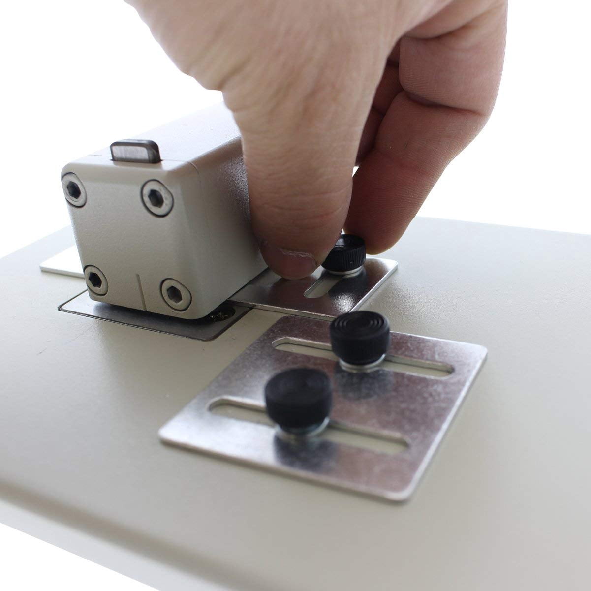 Heavy Duty Table Top Slot Punch for ID Card Badges with Precision Adjustable Top & Side Slide Guides by Specialist ID