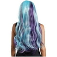 thumbnail image 2 of Doomiva Women Rainbow Ombre Wigs Long Wavy Wig Gradient Long Curly Heat Resistant Synthetic Hair Wig Blue&Purple One Size, 2 of 8