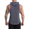 thumbnail image 4 of Fgnfyis Men's Athletic Hooded Tank Top for Gym and Sports Training Loose Fit Sleeveless Vest Ideal for Basketball and Outdoor Activities Tank Tops Men Dark Gray L, 4 of 6