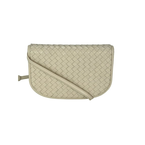 Pre-Owned Bottega Veneta Intreciato white leather Shoulder Clutch Bag