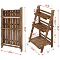 thumbnail image 2 of Renwick 41" x 25" 4" 3-Tier Brown Wood and Metal Striped Plant Stand, 2 of 14