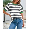 thumbnail image 6 of BTFBM Summer Tops for Women Crewneck Short Sleeve Striped T Shirts Casual Spring Clothes Color Block Basic Tee Blouses, 6 of 7
