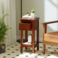 thumbnail image 6 of Gymax 2PCS Nightstand 3-Tier Bedside Table w/ Open Storage Shelf & Narrow Side Table Brown, 6 of 8