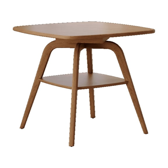 Modern Wooden Dining Table with Storage Shelf, Walnut Finish