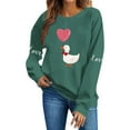 thumbnail image 4 of Valentine's Day Sweatshirt for Women Cute Oversized Duck & Heart Balloon Graphic Crewneck Love Shirt Green Loungewear Gift,Size XS, 4 of 6