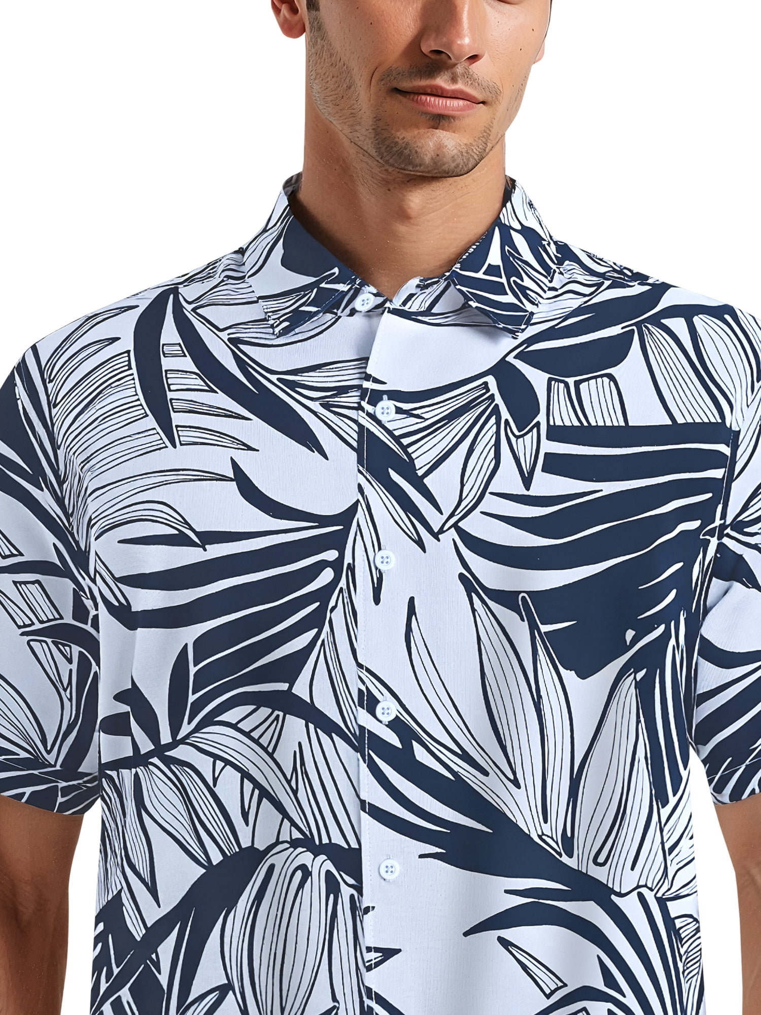 Café Luna Men's and Big Men's Tropical Printed Leaves Short Sleeve Woven Shirt, Sizes S-4X
