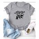 thumbnail image 2 of Blusa de manga corta estampada con cuello redondo, ajuste informal, camiseta elegante de moda para mujer para exteriores, gris claro (fuente negra) XXL, 2 of 4