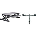 thumbnail image 1 of 37.5" Deluxe Adjustable Standing Desk Converter Dual Monitor Mount Bundle Gray, 1 of 8