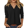thumbnail image 3 of TaTaai Women's Summer Solid Linen Cotton Blouse, V Neck Long Sleeve Open Front Cardigan, Casual Daily Street Wear Gift, 3 of 7