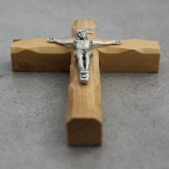 Crucifijo de Madera de Olivo Holyland Crafted Art 4.5' Hecho a mano en Jerusalén