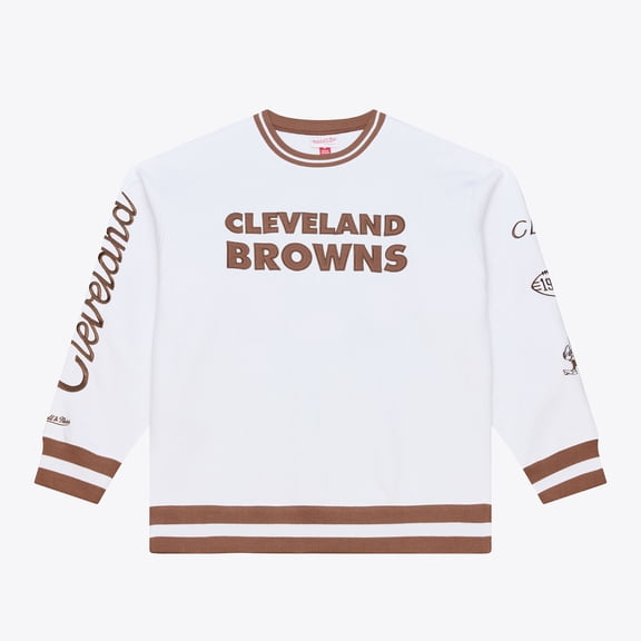 Men's Mitchell & Ness White Cleveland Browns Arctic Fleece Sweatshirt
