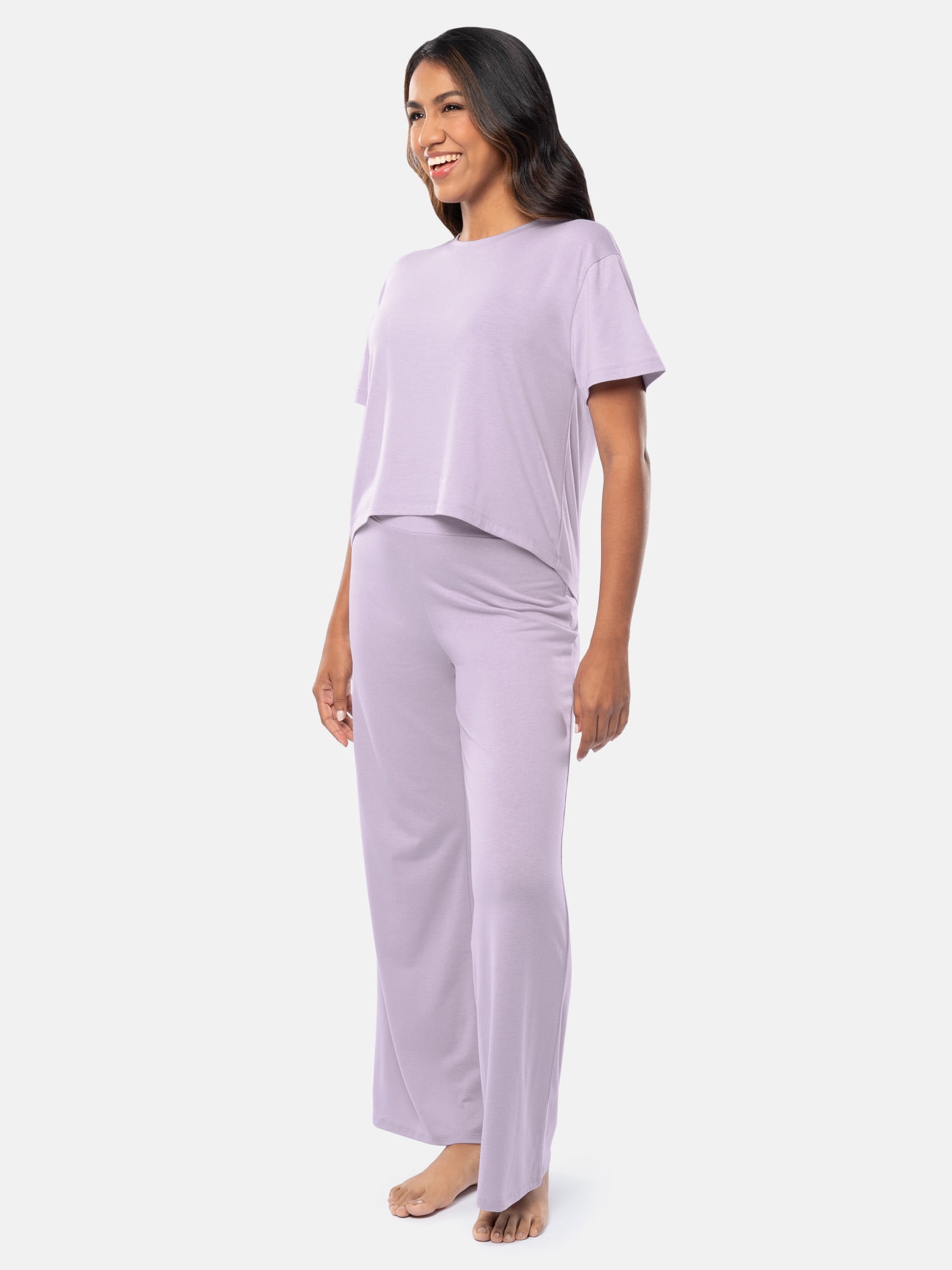 Fruit of the Loom Women's Breathable Short Sleeve Top and Pant Pajama Set, Sizes S-4X