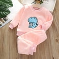 thumbnail image 2 of sususu Girls Autumn Winter Pajama Set Cozy Coral Velvet Homewear Outfit For Kids Toddlers And Children ,Pink,5-6 Years, 2 of 3