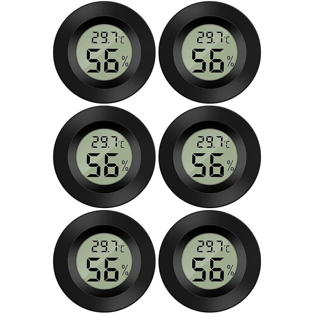 Mini Termómetro Digital LCD Higrómetro Temperatura Humedad -50~70 ℃ 10%~99% RH Termómetro Termohigrómetro Portátil Indicador para Humidores de Cocina de Oficina Incubadoras de Reptiles 6 PCS - B