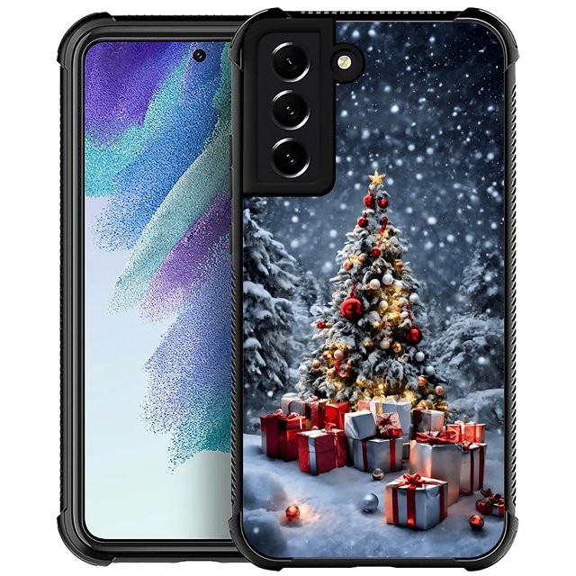 Daizag Funda Para Samsung Galaxy S22 Plus Cuatro Esquinas Parachoques Antideslizante Absorción De Golpes Funda Protectora Para Niñas Niños-Árbol De Navidad Y Regalos